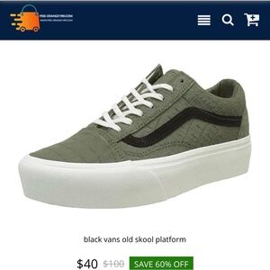 Vans Green and Black Platform Sneakers